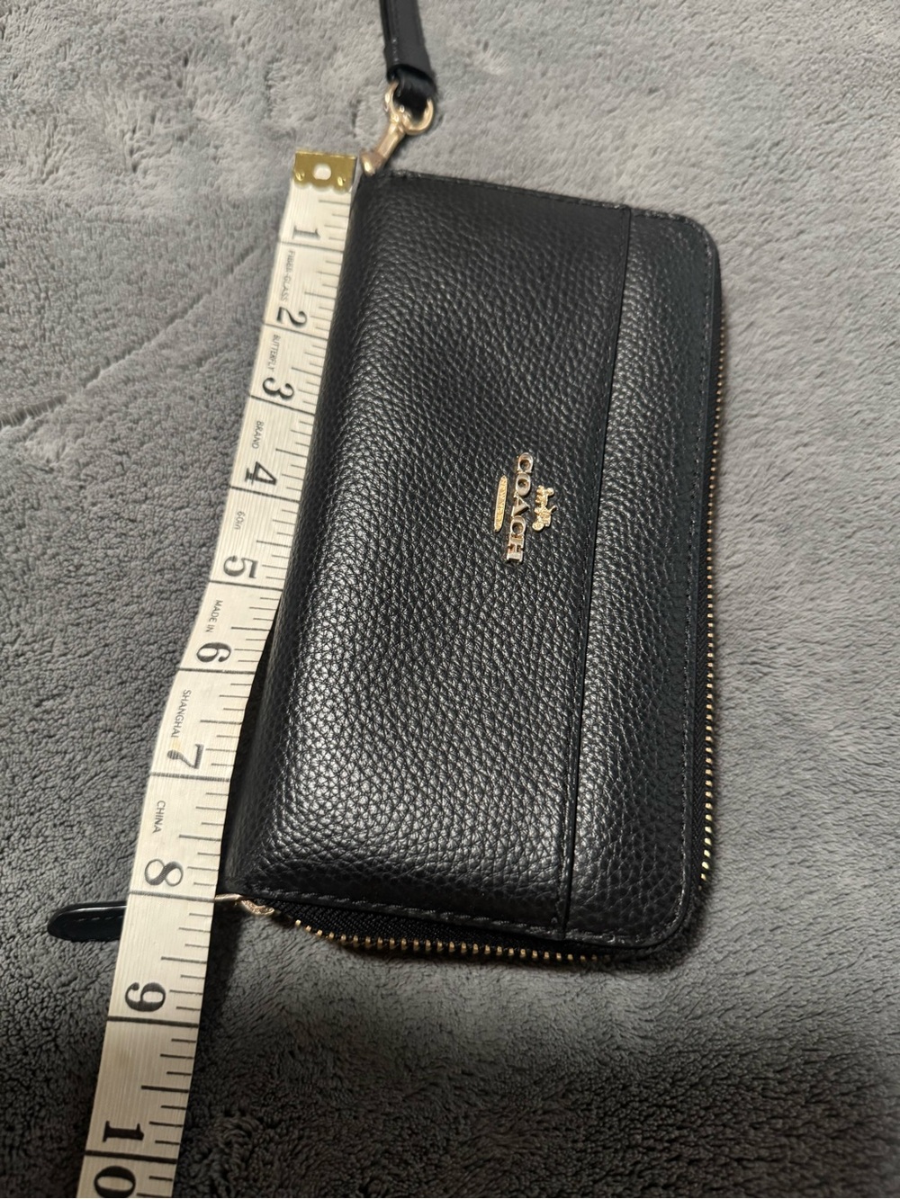 Coach Black Pebbled Leather Zip-Around Wristlet Wallet - Picture 5 of 6